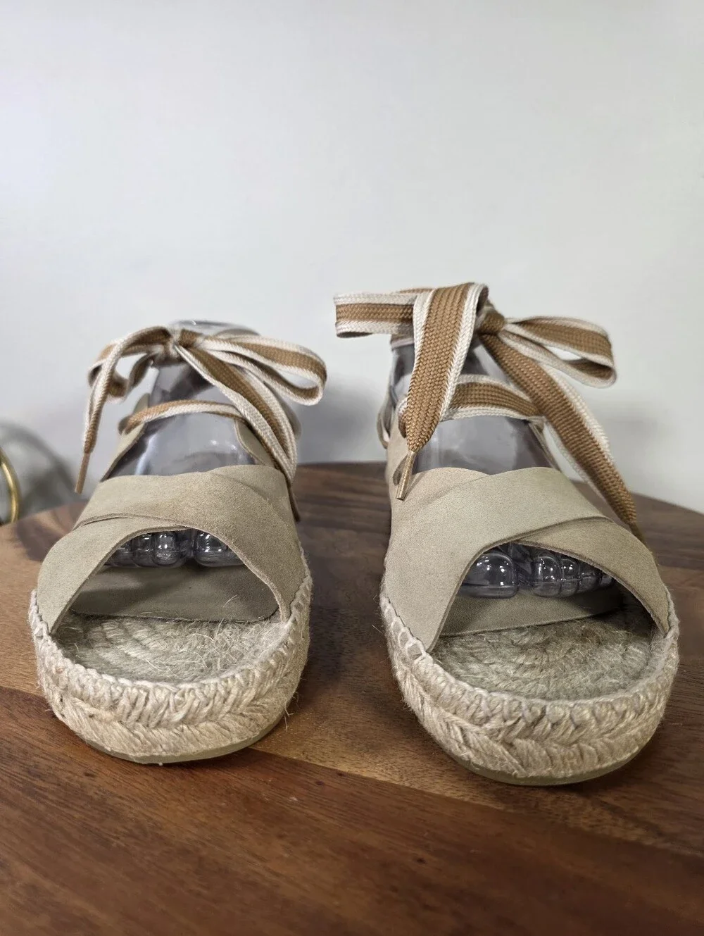 Palomitas Paloma Barcelo Aintza Suede Ribbon Wrap Espadrille Sandals Size 41